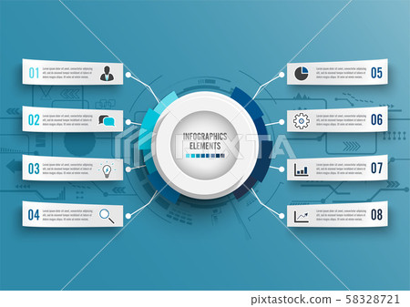Vector infographic template with 8 options - Stock Illustration ...