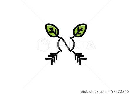 letter N, nature arrow logo letter N, nature arrow logo 58328840