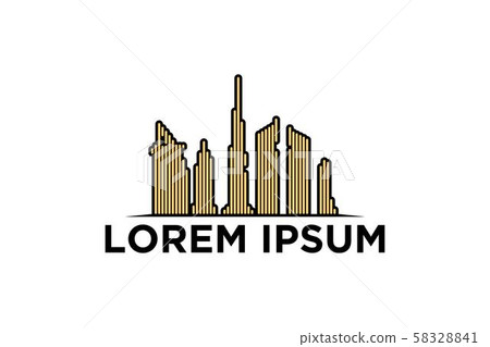 mono line city building, town, apartment logo 58328841