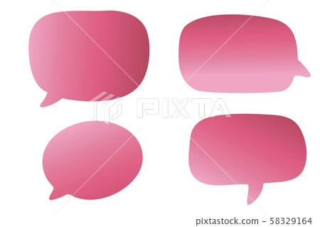 Pink speech bubble icon set on white background 58329164