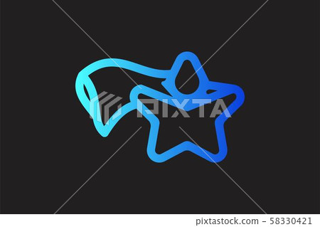 star flying, super hero mono line logo Designs 58330421