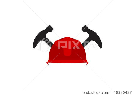 protection helmet, and hammer, repair logo Designs 58330437