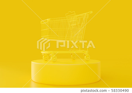 Yellow shopping cart with clipping path Yellow shopping cart with clipping path 58330490