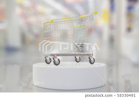 Shopping cart on Department store blurred Shopping cart on Department store blurred 58330491