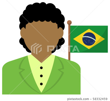 Female businessman (OL) + national flag illustration (upper body / faceless silhouette) / Brazil 58332459