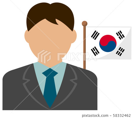 Male businessman + national flag illustration (upper body / faceless silhouette) / Korea Male businessman + national flag illustration (upper body / faceless silhouette) / Korea 58332462