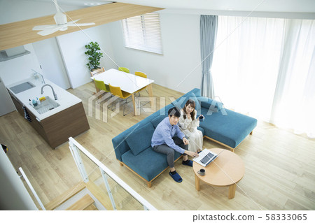 Couple Living room Laptop computer 58333065