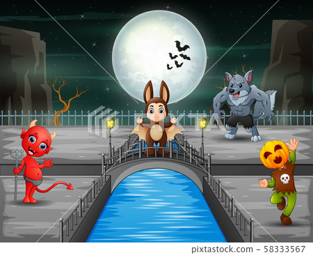 Halloween background with funny cartoon character Halloween background with funny cartoon character 58333567