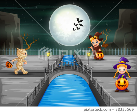 Halloween party with a mummy and witches Halloween party with a mummy and witches 58333569