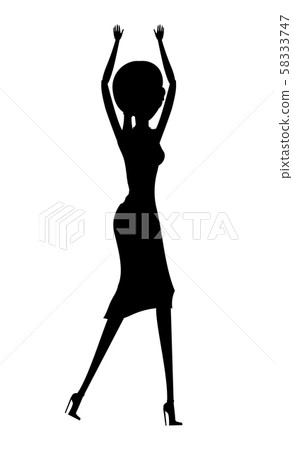 Dancing Woman Silhouette, Lady in Nightclub Vector Dancing Woman Silhouette, Lady in Nightclub Vector 58333747