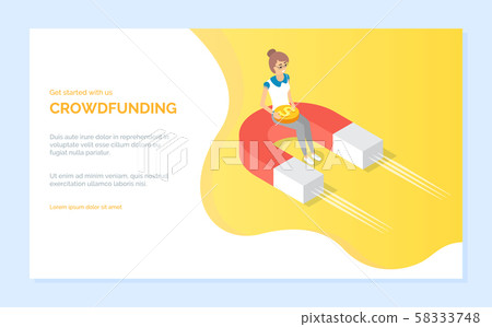 Crowdfunding Web, Coin and Magnet Online Vector Crowdfunding Web, Coin and Magnet Online Vector 58333748