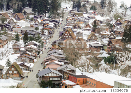 The historic villages of Shirakawa-go in winter , The historic villages of Shirakawa-go in winter , 58334076