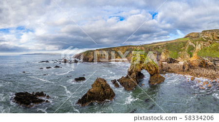 Aerial view of the Crohy Head Sea Arch, County Donegal - Ireland 58334206