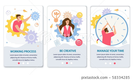 Business Processes Flat Vector Web Banners Set Business Processes Flat Vector Web Banners Set 58334285