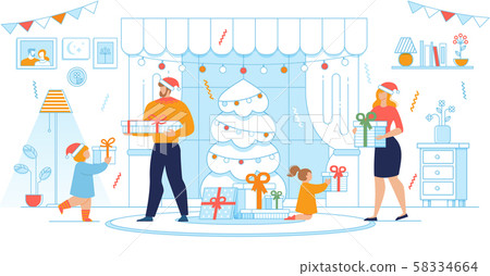 Christmas Gifts Preparation Flat Vector Concept Christmas Gifts Preparation Flat Vector Concept 58334664