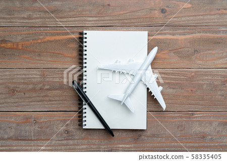 Travel concept from the top view with luggage and Travel concept from the top view with luggage and 58335405
