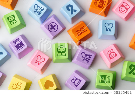 Medical icon on the colorful style keyboard Medical icon on the colorful style keyboard 58335491