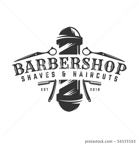 Barbershop vintage Logo template on isolated white Barbershop vintage Logo template on isolated white 58335583