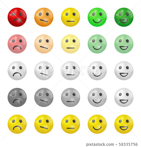 Set of emoji flat icons. Three-dimensional vector illustration. Happy, sad and mood. Vote scale set. 58335756
