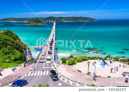 <Yamaguchi Prefecture> Tsunoshima Bridge in summer 58336287