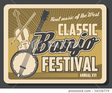 Violin, banjo musical instruments. Music festival 58336774