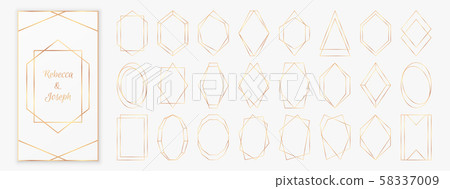 Gold polygonal frames collection isolated on light grey background. Gold polygonal frames collection isolated on light grey background. 58337009