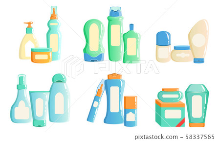 Collection of Cosmetics and Household Chemicals Packaging, Containers, Bottles, Jars, Tubes of 58337565