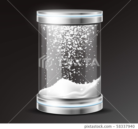 Realistic snow globe cylinder, christmas souvenir Realistic snow globe cylinder, christmas souvenir 58337940