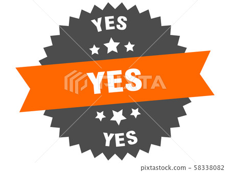 yes sign. yes orange-black circular band label-插圖素材 [58338082] - PIXTA圖庫