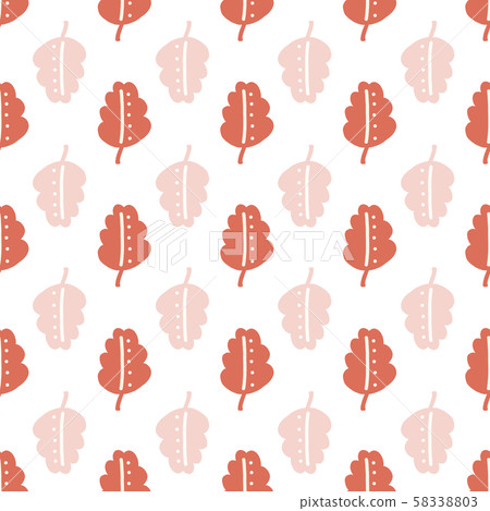 Abstract stylized leaves seamless vector doodle background red orange pink on white. Leaf 58338803