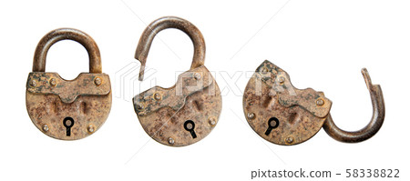 Old padlocks on white background 58338822