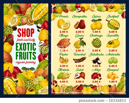 Exotic fruits and tropical berries with prices 58338853