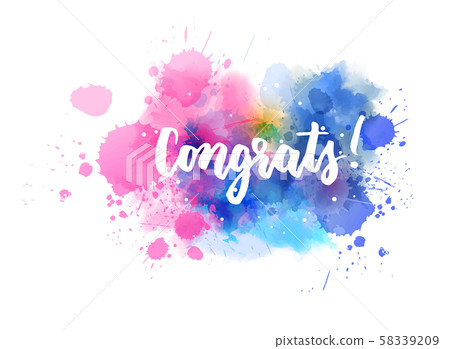 Congrats - handwritten lettering on watercolor 58339209