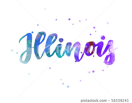 Illinois watercolor handwritten lettering 58339241