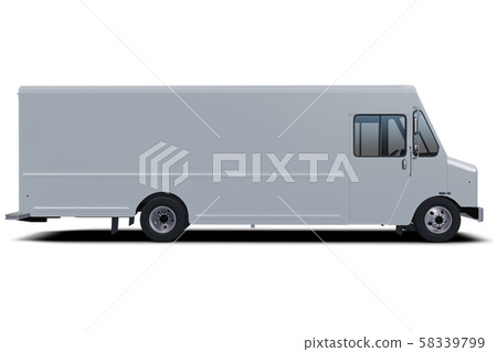 delivery step van from front right side isolated 3D Illustration. 58339799