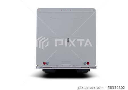 delivery step van from front right side isolated 3D Illustration. delivery step van from front right side isolated 3D Illustration. 58339802
