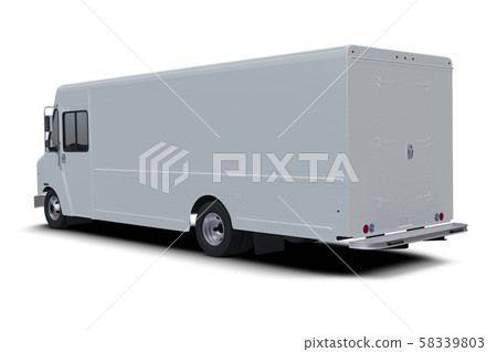 delivery step van from front right side isolated 3D Illustration. delivery step van from front right side isolated 3D Illustration. 58339803
