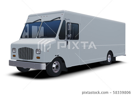 delivery step van from front right side isolated 3D Illustration. 58339806