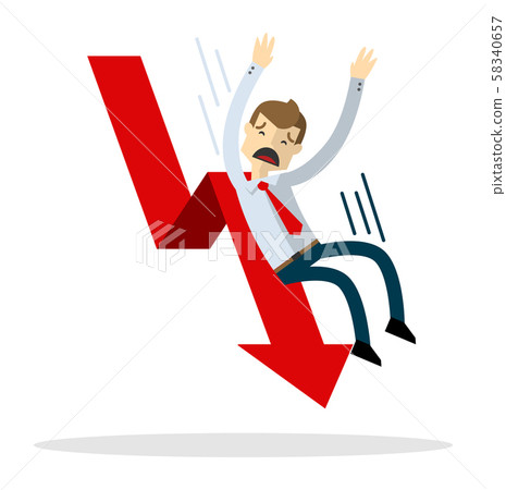 Vector of Businessman slide down a red arrow 58340657