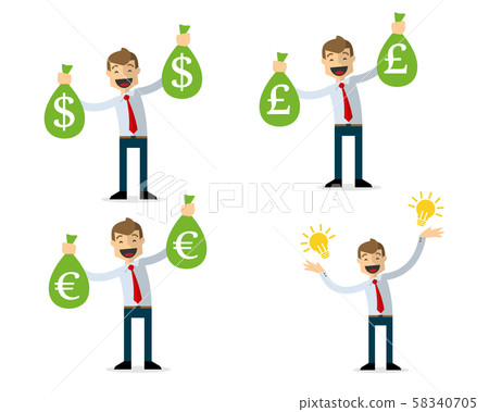 Vector pack of businessman got money and ideas 58340705