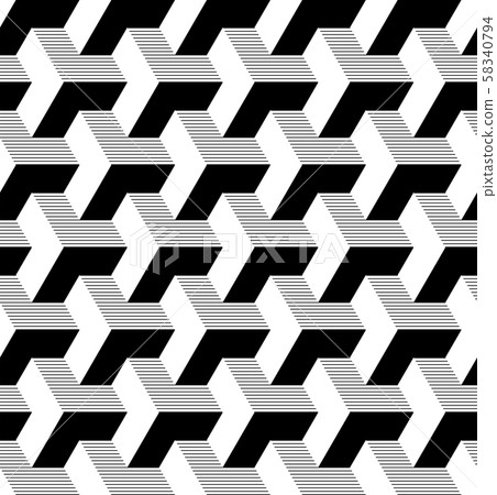 Seamless geometric isometric pattern. 3D illusion. 58340794