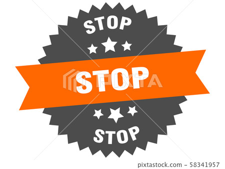 stop sign. stop orange-black circular band label-插圖素材 [58341957] - PIXTA圖庫