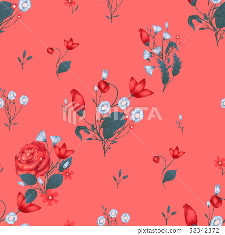 Seamless pattern Vector floral design with... - Stock Illustration ...