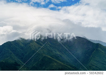 Close up of Fansipan mountain hills valley with Close up of Fansipan mountain hills valley with 58342602