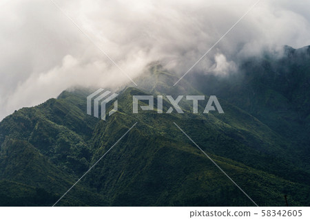 Close up of Fansipan mountain hills valley with Close up of Fansipan mountain hills valley with 58342605