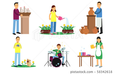 Different people, young and adult men and women characters of different  appearance and hobbies vector Illustration Stock Vector