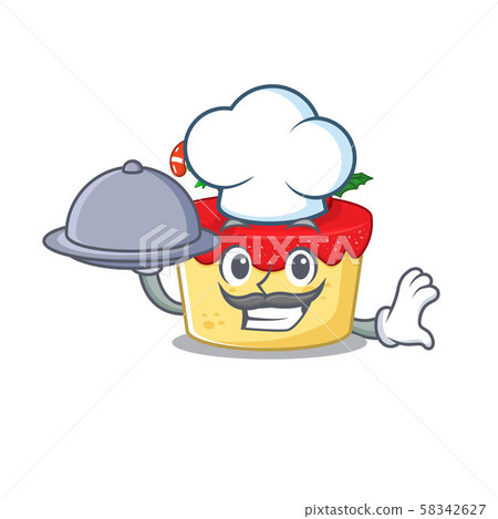 Chef with food christmas cookies in the shape cartoon Chef with food christmas cookies in the shape cartoon 58342627