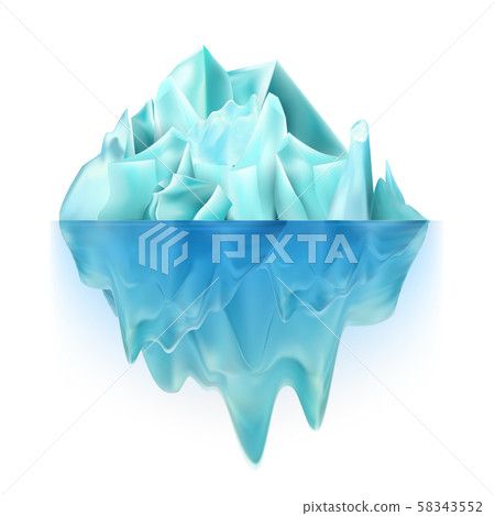 Glacier Icy Rock Floating On Ocean Water Vector 58343552