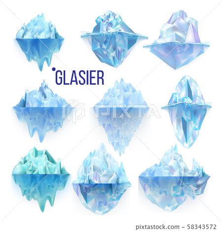 Glacier Frozen Rock And Iceberg Collection Vector 58343572