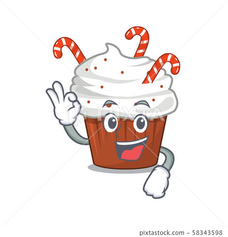 Okay christmas cupcake served on cartoon plate 58343598